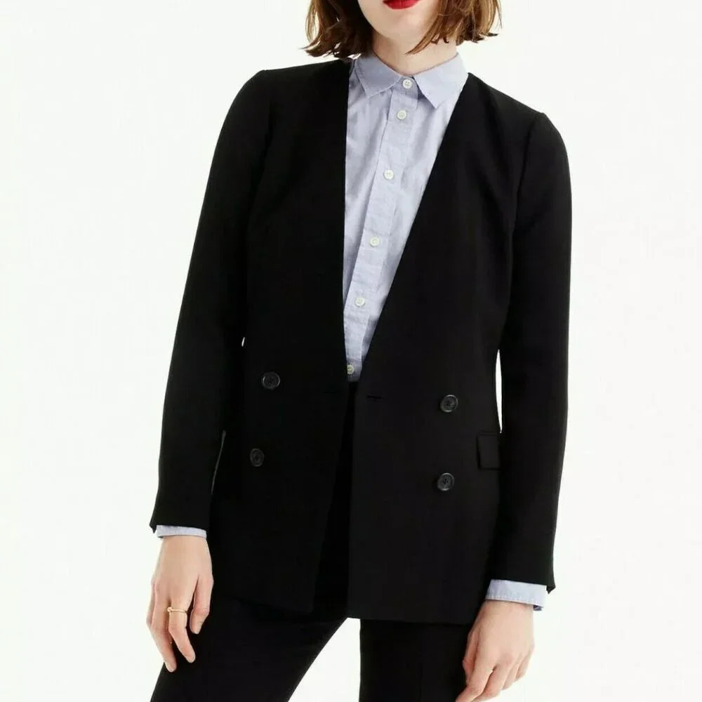 J. Crew French Girl Blazer‎ Black Double Breasted Size 12